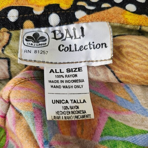 Bali Collection Beaded Womens Shirt OS Oversize Collared Button Up Colorful 80s - Picture 11 of 12